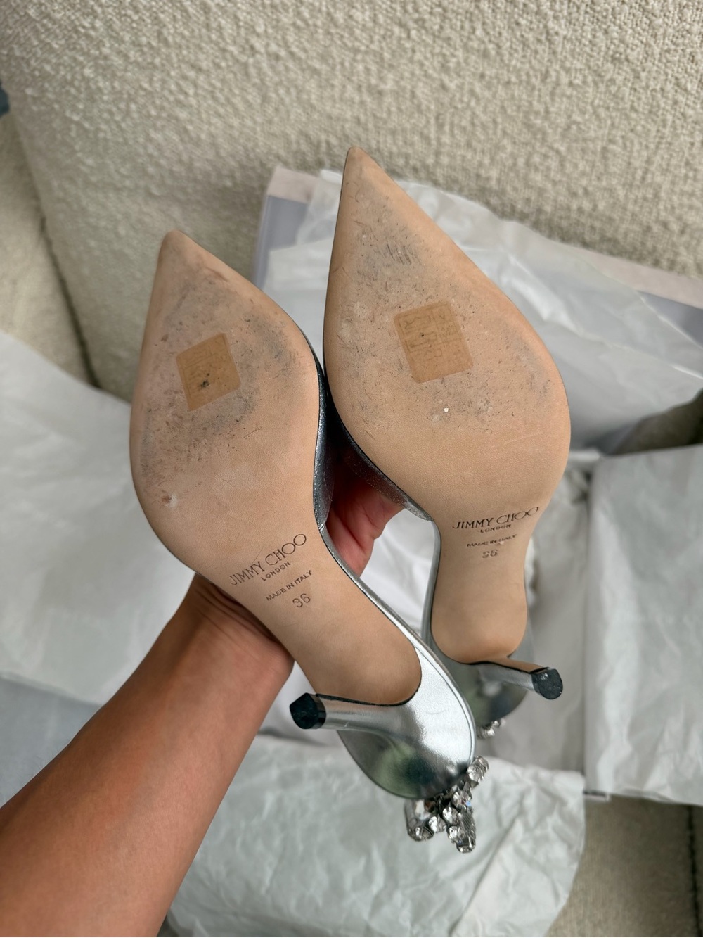 Jimmy Choo Saeda 100 Silver - Picture 5 of 7